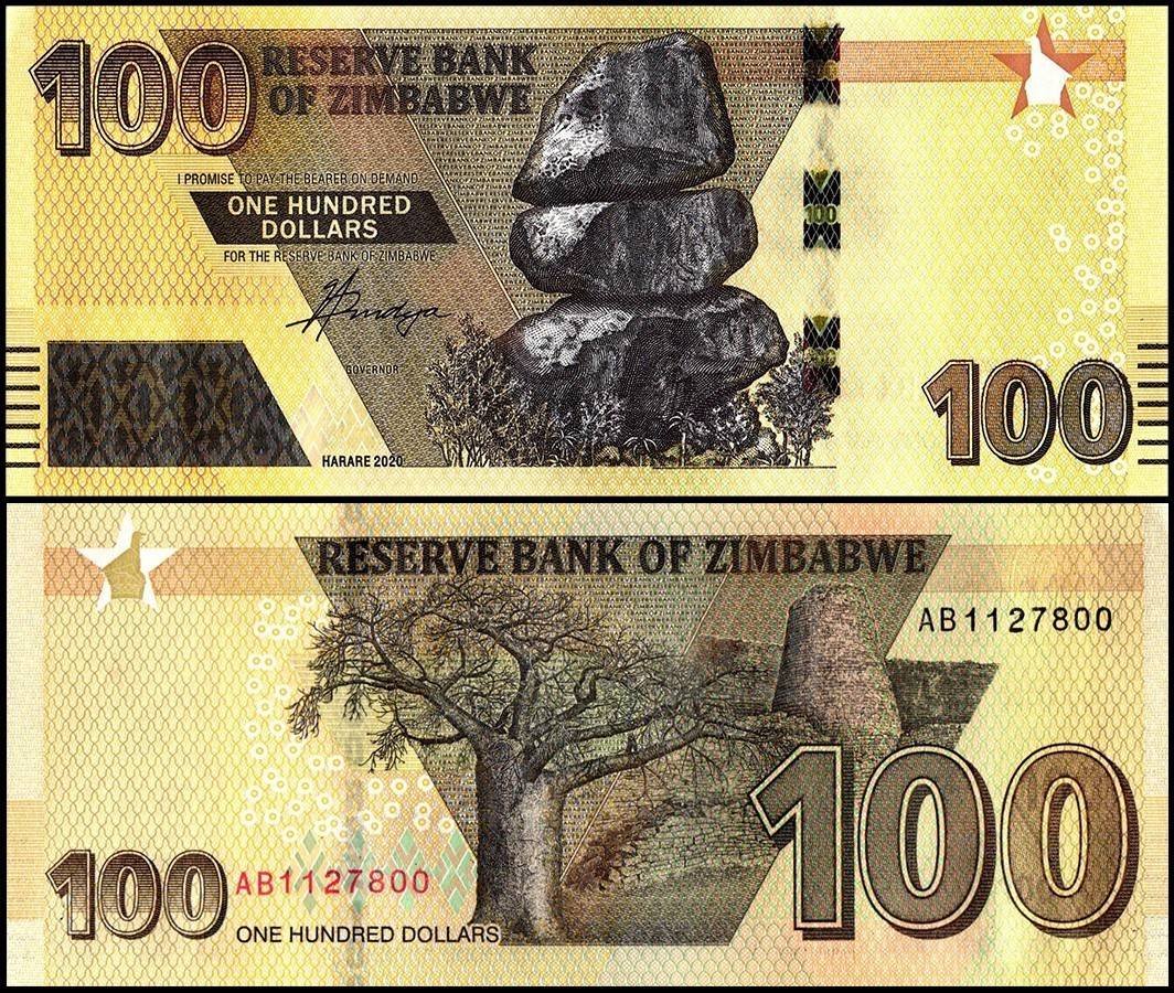 Zimbabwe 100 Dollars UNC Banknote